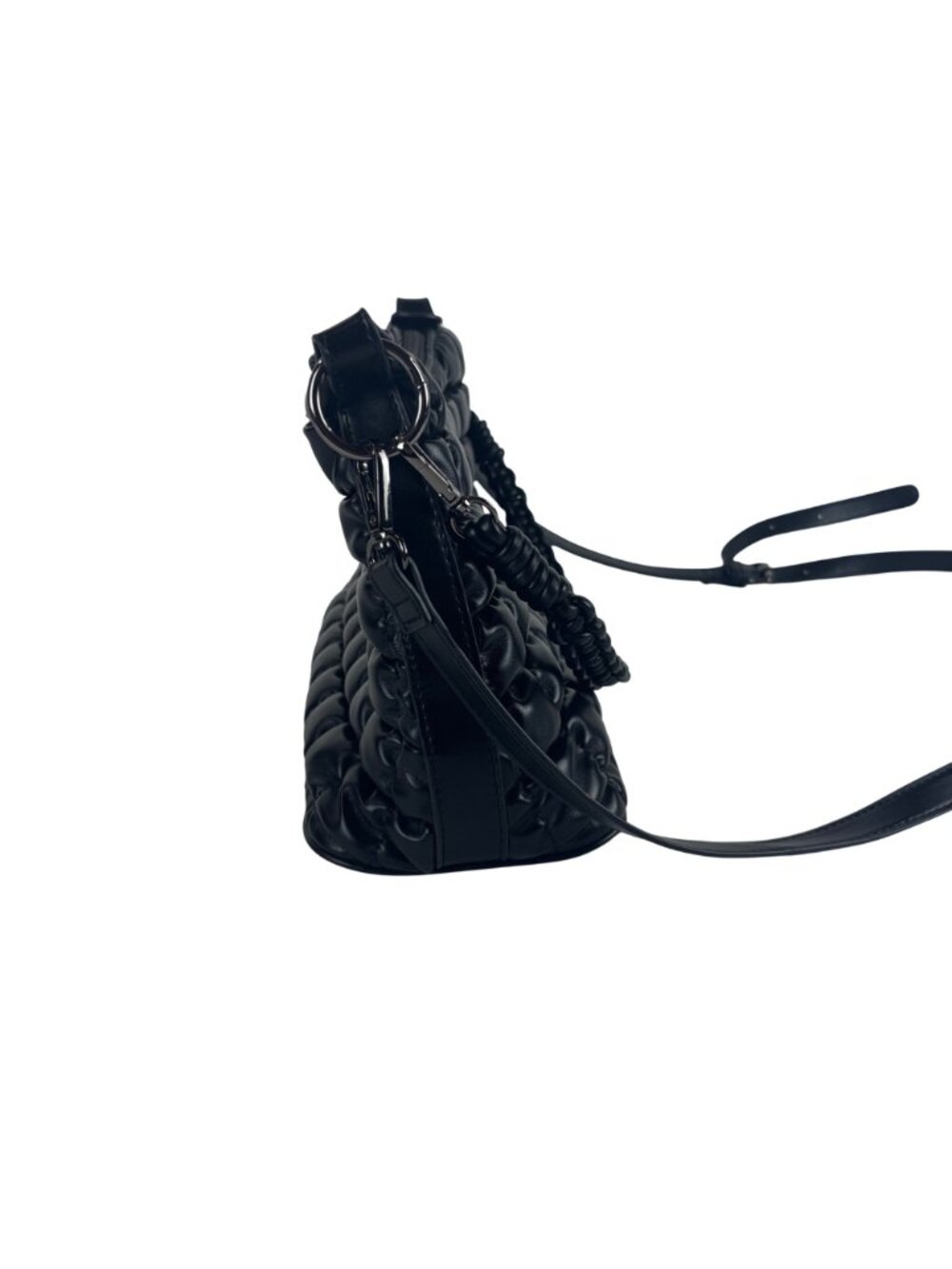 Jen & Co Jacqueline Quilted Satchel Shoulder Bag Black With Braided Handle & Adj - Picture 8 of 12